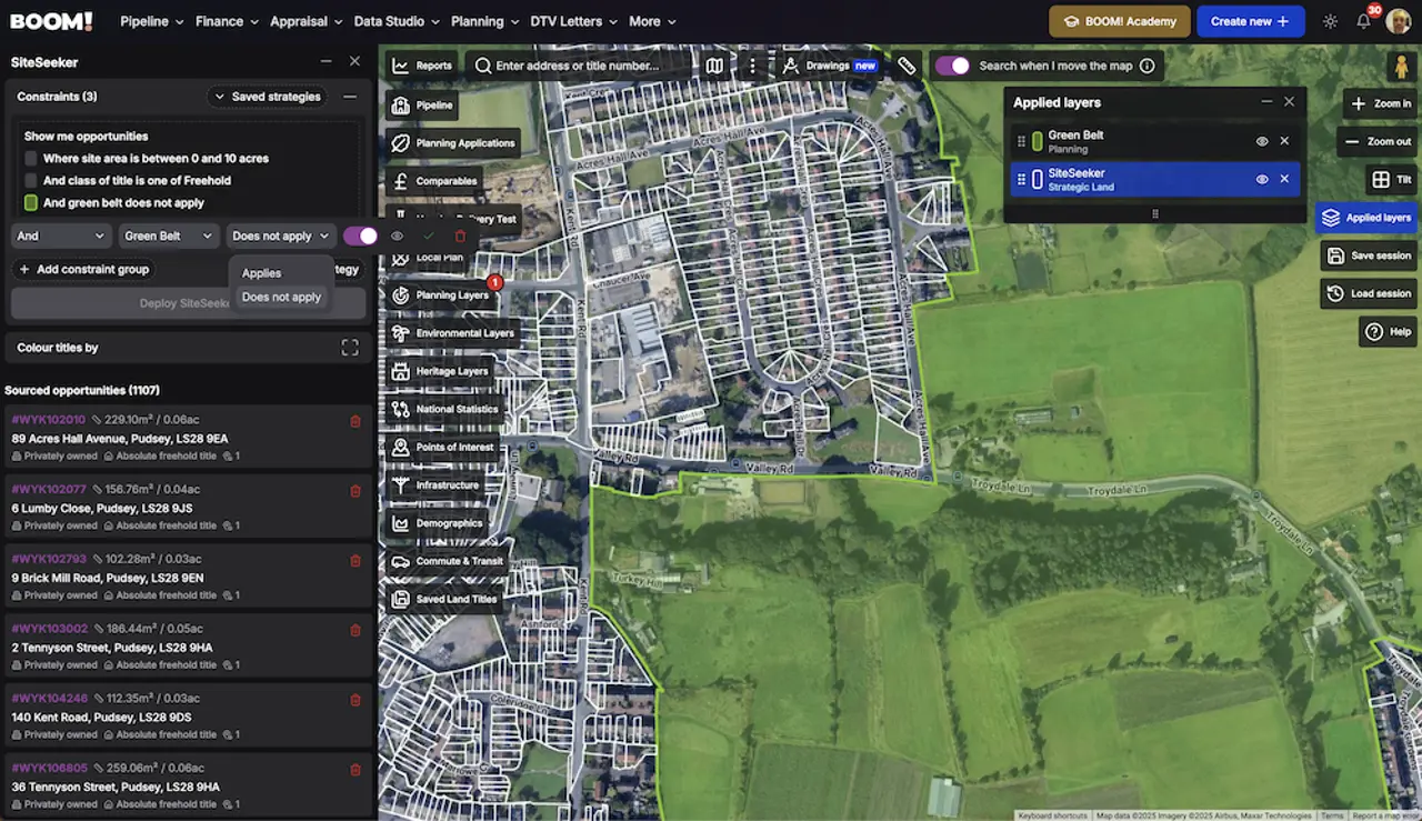 Green Belt development routes mapped in BOOM!