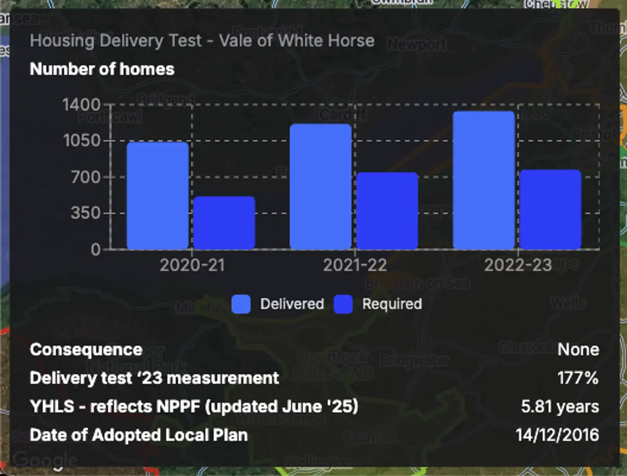 Five year housing land supply positions mapped across local planning authorities