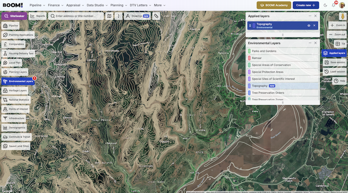 Unlock Profitable UK Development Sites Faster with BOOM!’s New Topography Data Layer