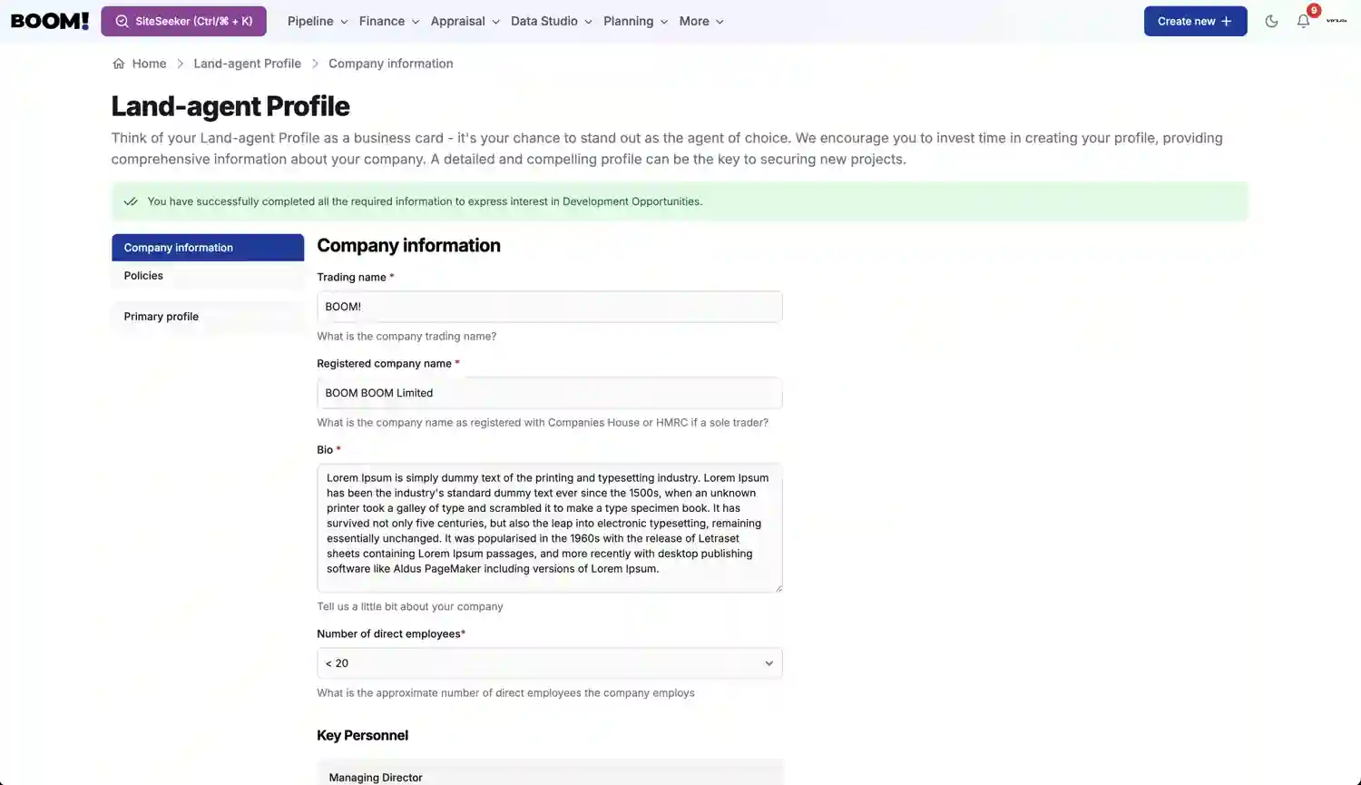 BOOM! Opportunity Listing screenshot light