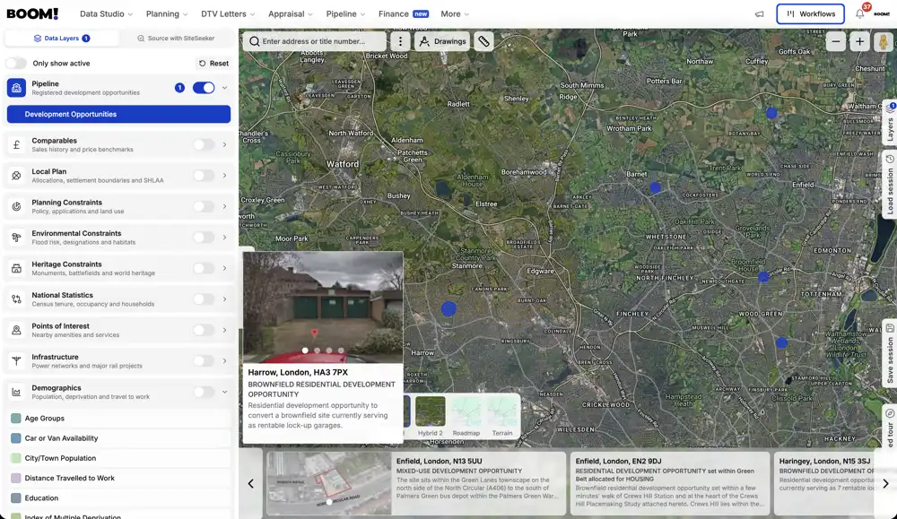 Pipeline opportunities listed by landowners on the BOOM! map