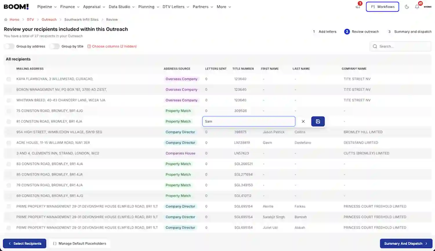 BOOM! Workflows & DTV Campaign screenshot light