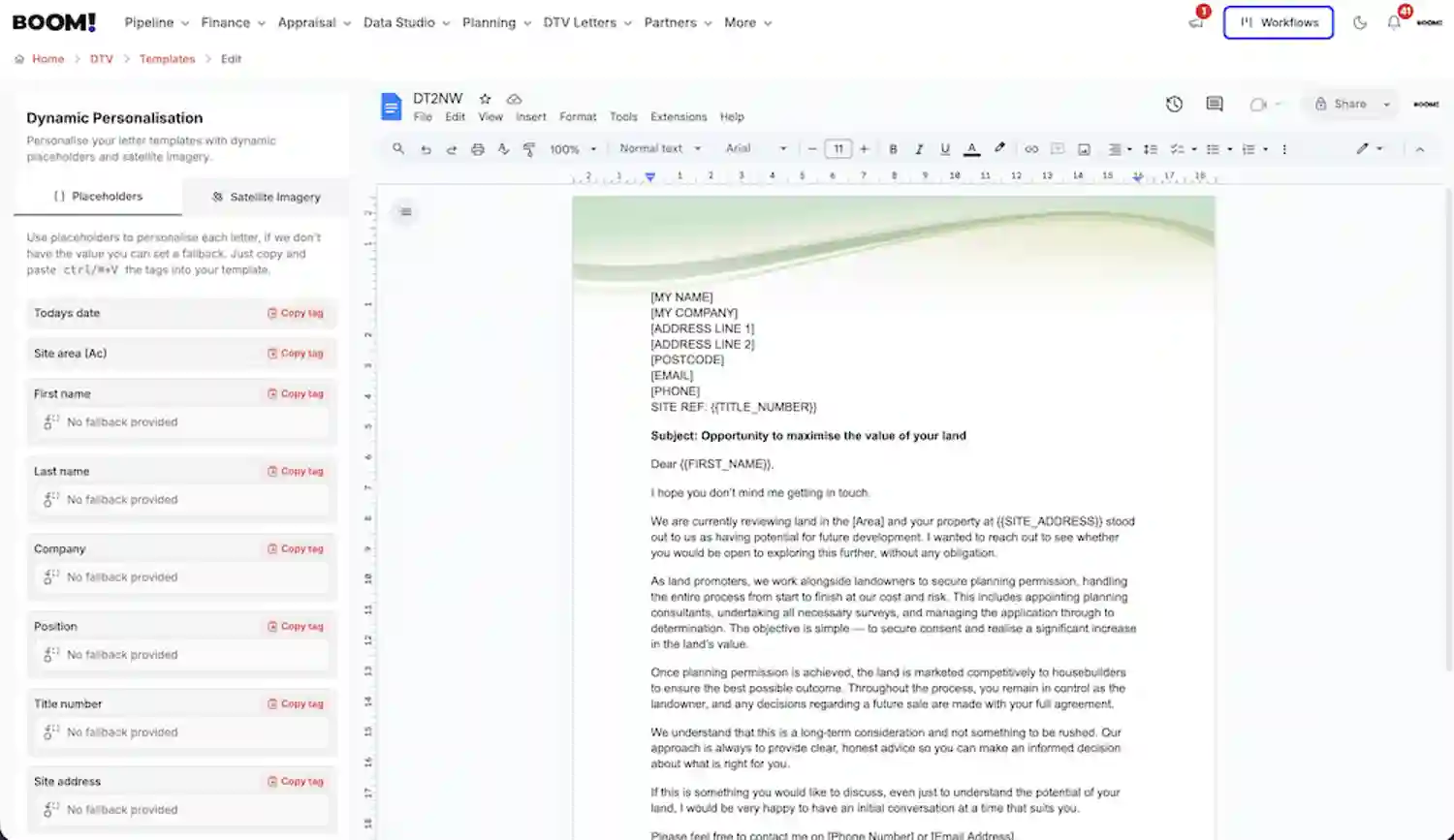 BOOM! Workflows & DTV Letter screenshot light